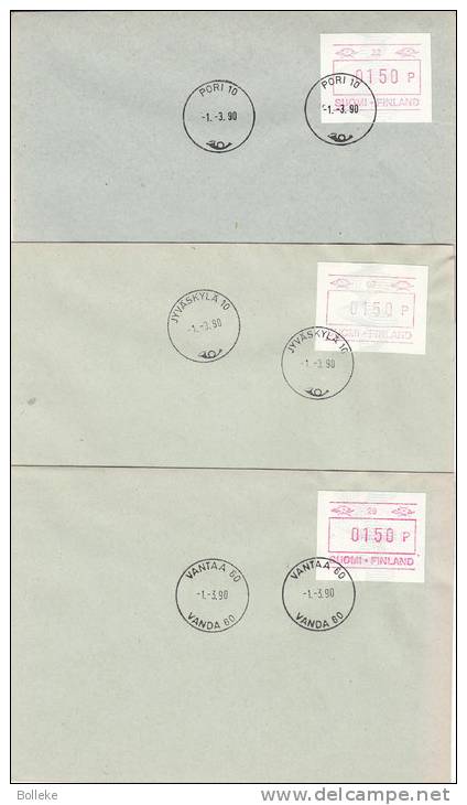 Finlande - 5 Documents Avec Vignettes Frama De 1990  - Oblitérations Différentes - Automatenmarken [ATM]