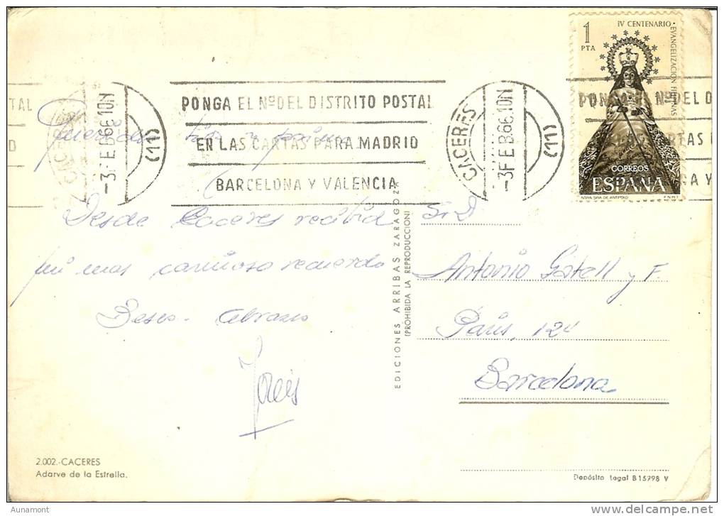 España--Caceres--1966--Adarve De La Estrella - Cáceres