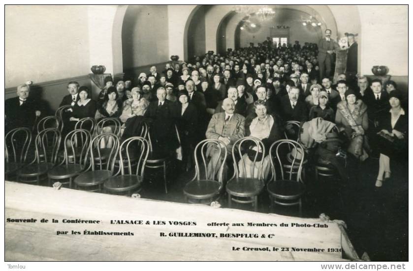 LE CREUSOT  Carte Photo 1931 Conférence L'Alsace Et  Les  Vosges - Le Creusot