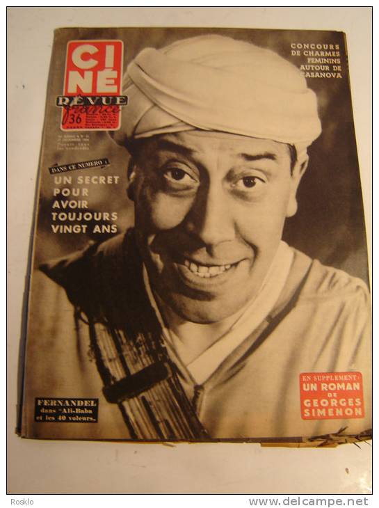 REVUE / CINE REVUE / N° 51 DE 1954 / FERNANDEL + GLORIA DE HAVEN + CHARLES CHAPLIN - Magazines