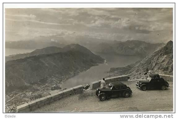 Budva Real Photo 2 Cars With Tourists 1957  Edit Putnik Zagreb D. Griesbach - Montenegro