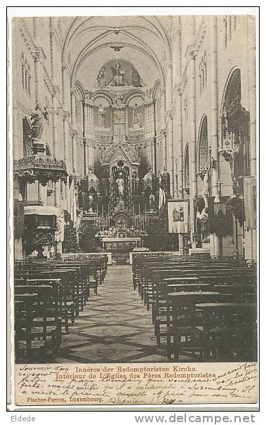 Int Eglise Redemptoristes Cachet Train Convoyeur Lux. Longwy 1902 Edit Fischer Ferron - Luxemburg - Stad