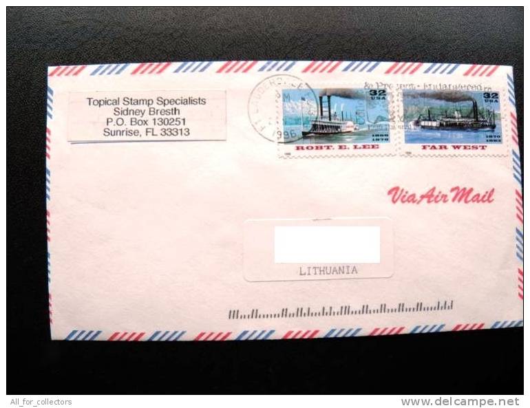 Cover Sent From USA To Lithuania, 1996, Ship Robt.e.lee Far West, - Lettres & Documents
