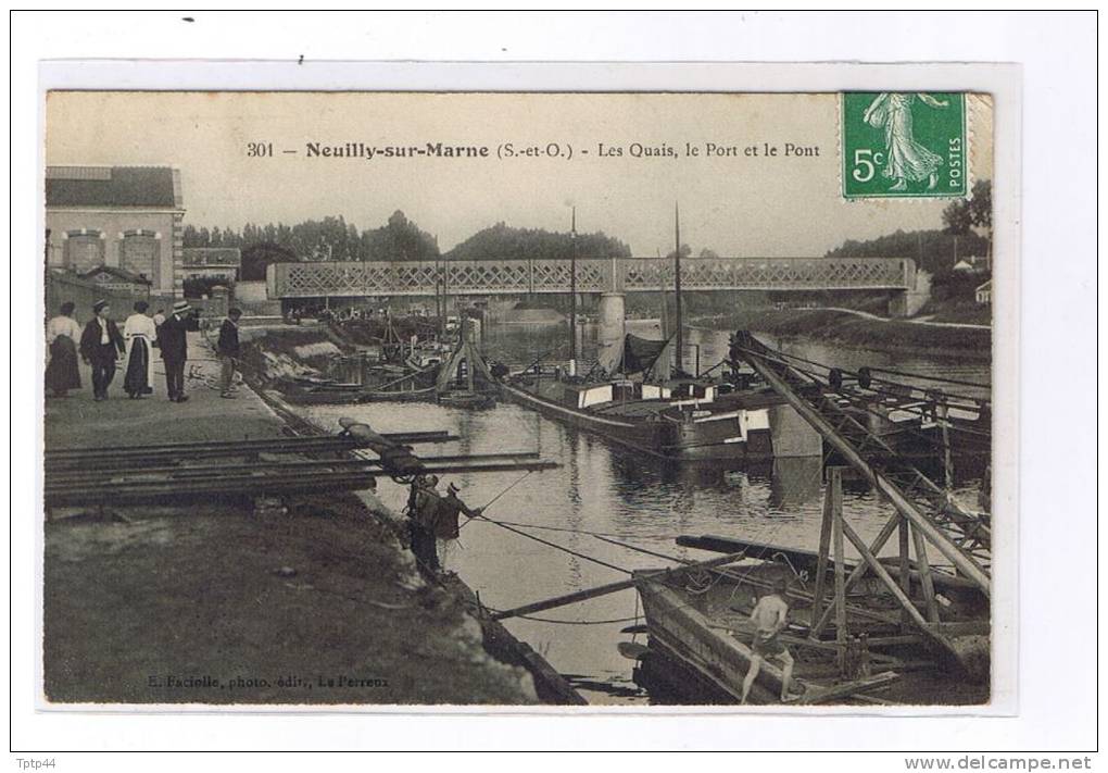 NEUILLY  -  Quais  -  Port  -  Pont   -  Pêcheurs  -  Péniches  -  Animation - Neuilly Sur Marne