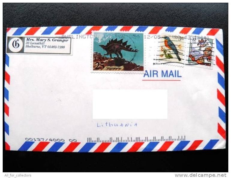 Cover Sent From USA To Lithuania, 1997 Dinosaur Bird - Storia Postale