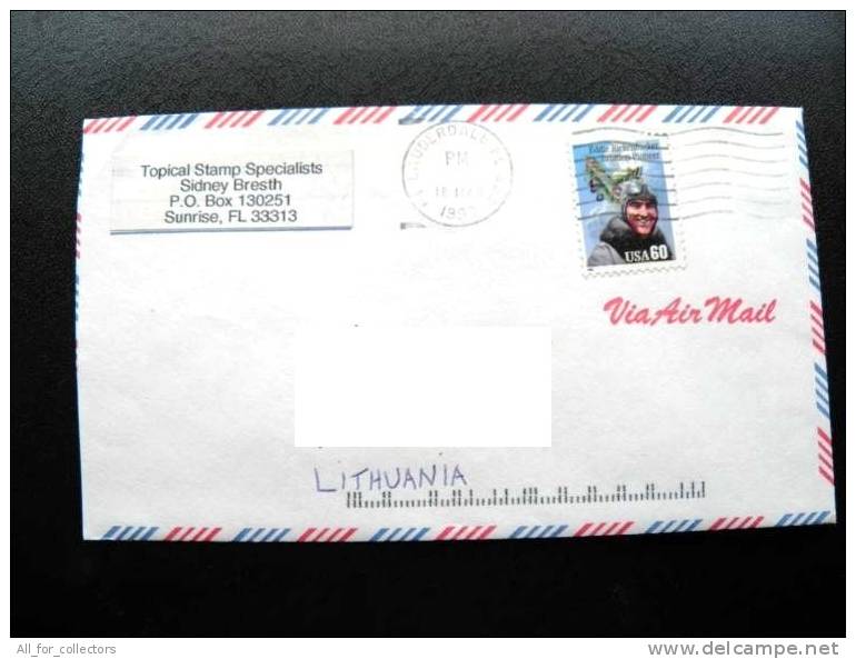 Cover Sent From USA To Lithuania, 1997 Aviation Pioneer Pilot Plane Avion - Lettres & Documents