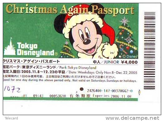 Disney Passeport Entreecard JAPON * TOKYO DISNEYLAND *  Passport (1072) JAPAN * CHRISTMAS * NOEL - Disney