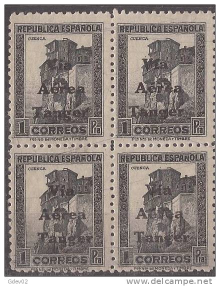 TA138BL4-4047TAN. Maroc.Marocco.Cuenca.TANG ER ESPAÑOL SELLOS DE ESPAÑA AEREA 1938 (Ed 138**BL4) Sin Charnela LUJO RARO - Nuevos