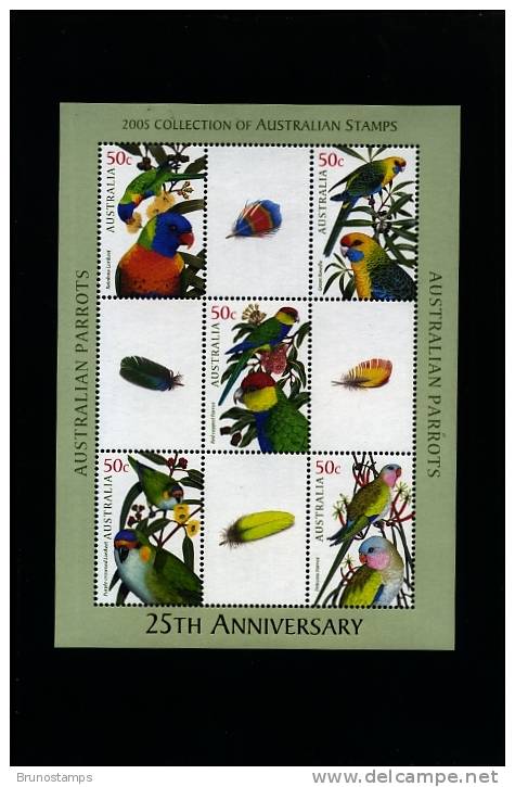 AUSTRALIA - 2005 AUSTRALIAN PARROTS SPECIAL MS MINT NH ONLY FROM YEAR BOOK - Blocks & Sheetlets