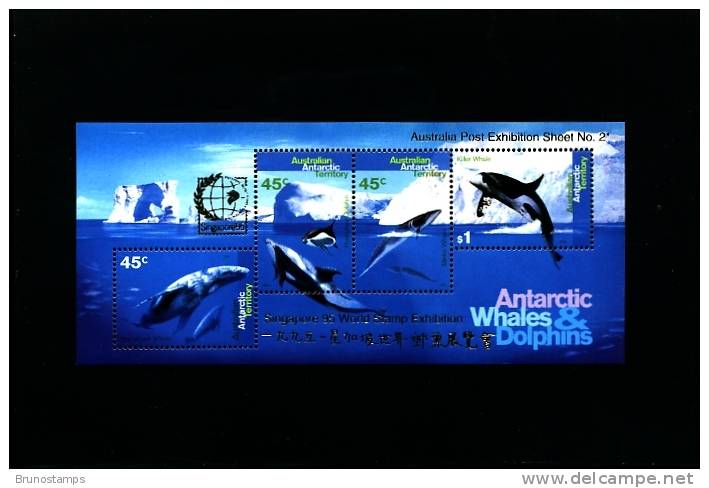 AUSTRALIAN ANTARCTIC TERRITORY-1995 WHALES & DOLPHINS MS MINT NH OVPT SINGAPORE - Blocs - Feuillets