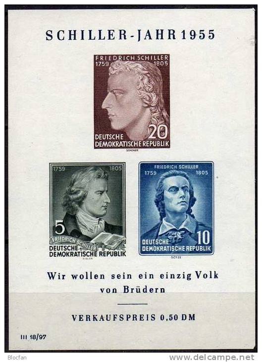 Friedrich Schiller Abart 2 Warzen Auf 5Pf. DDR Block 12 II ** 300€ Error On The Stamp Foglitti Sheet Bf Bloc Of Germany - Other & Unclassified