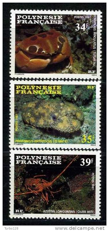 POLYNESIE 1987 N° 275/277 ** Neufs = MNH Superbes Cote 3.45 € Faune Marine Crabes Crustacés Fauna Animaux - Unused Stamps