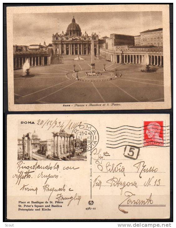 ROMA - PIAZZA E BASILICA DI S. PIETRO - 1934 - VIAGGIATA - Places & Squares