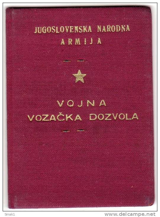 H MILITARY DRIVING PERMIT JNA JUGOSLAVIEN ARMY SFRJ JUGOSLAVIA ZAGREB CROATIA - Historical Documents
