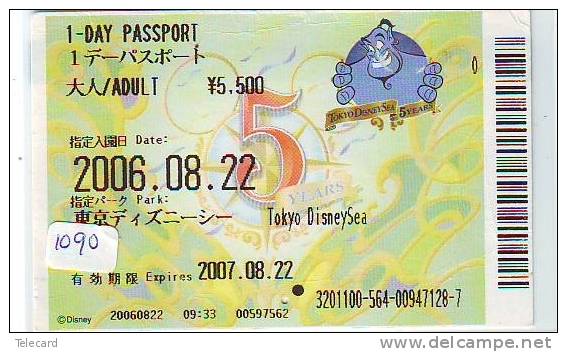 Disney Passeport Entreecard JAPON * TOKYO DISNEYLAND *  Passport (1090) JAPAN * DISNEY * Cinema - Disney