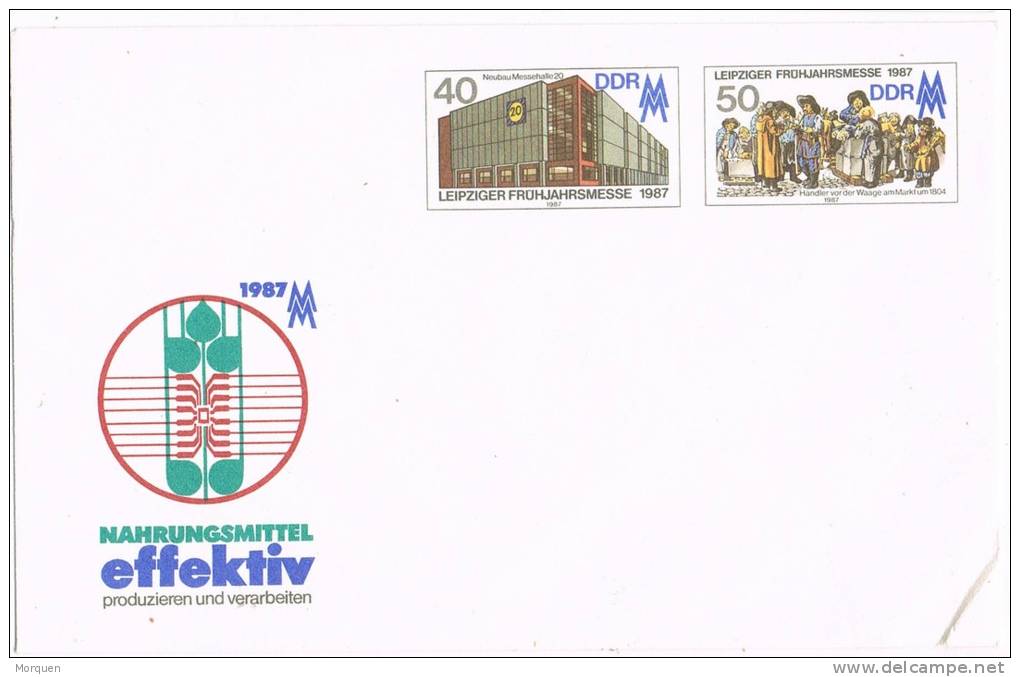 Entero Postal 40 Y 50 Pf. LEIPZIGER FRUHJAHRSMESSE 1987. Alimentos - Umschläge - Ungebraucht