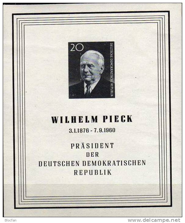 Zum Todestag 1960 Wilhelm Pieck Präsident Der DDR Block 16 ** 2€ Porträt Des 1.Präsident Foglietti Bloc Sheet Bf Germany - Autres & Non Classés