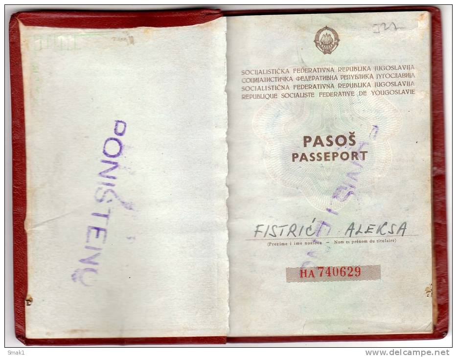 H PASSPORT SFRJ JUGOSLAVIA ZAGREB CROATIA  19 PAGES OF FULL STAMP - Historical Documents