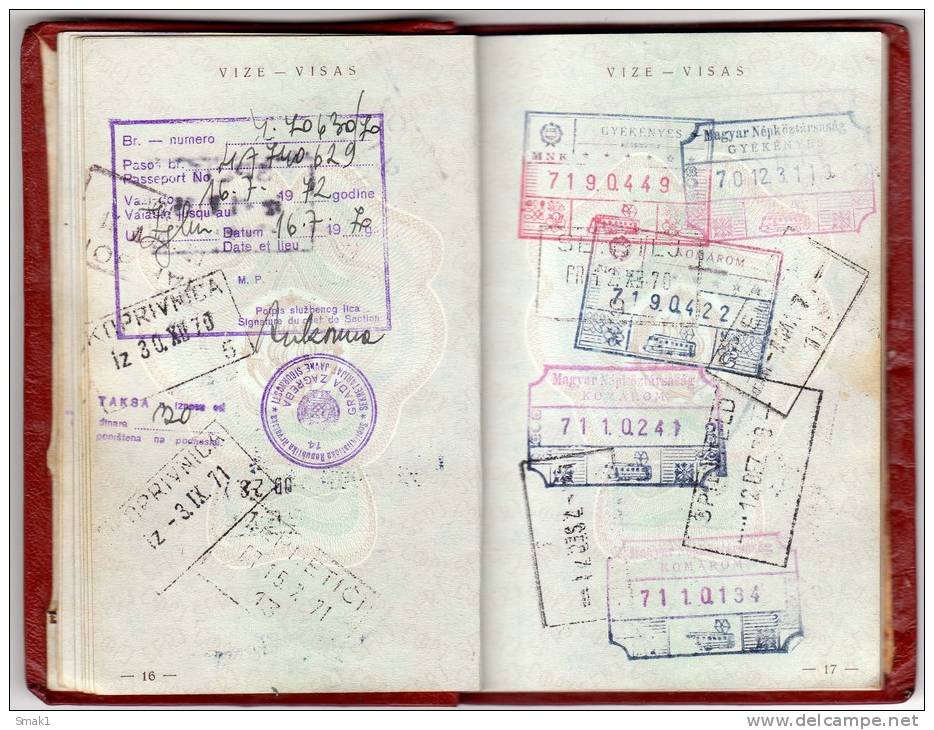 H PASSPORT SFRJ JUGOSLAVIA ZAGREB CROATIA  19 PAGES OF FULL STAMP - Historical Documents