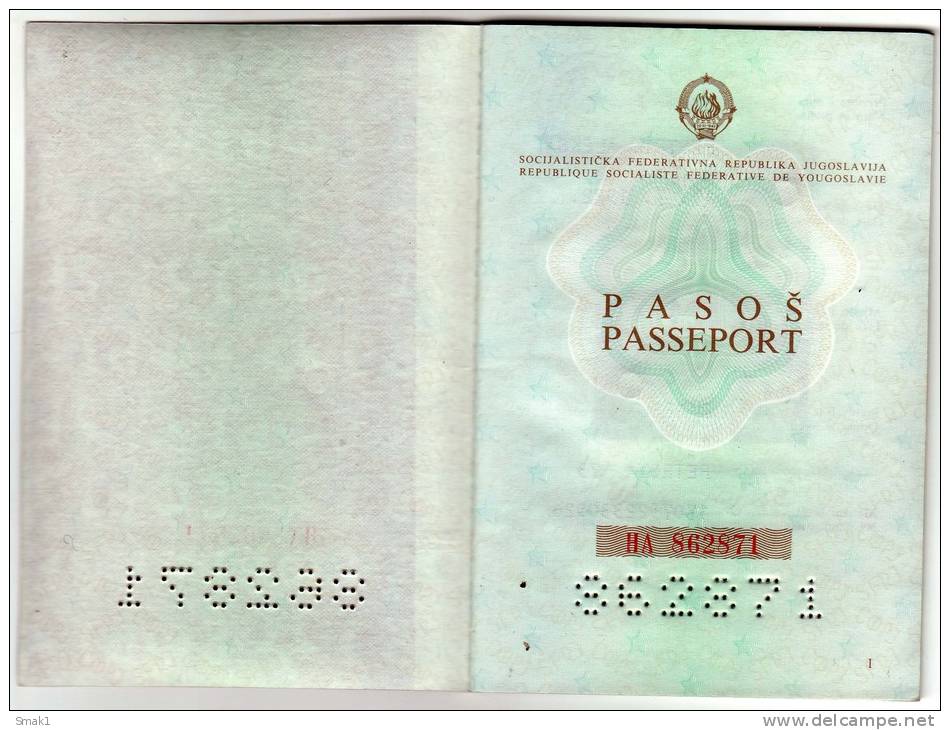 H PASSPORT SFRJ JUGOSLAVIA ZAGREB CROATIA  2 PAGES OF FULL STAMP - Historical Documents