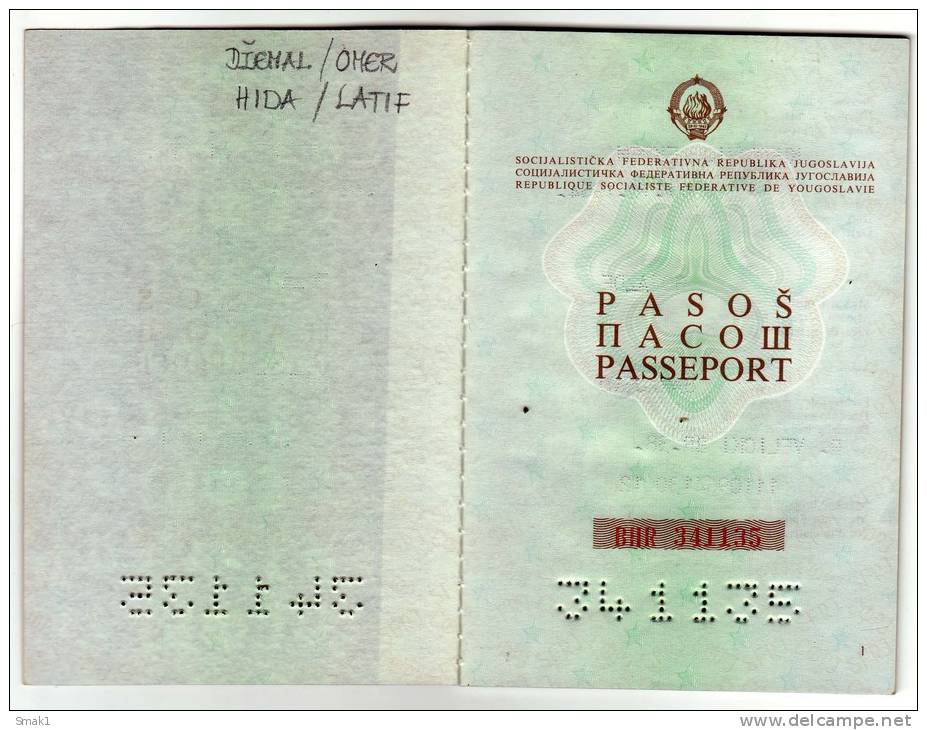 H PASSPORT SFRJ JUGOSLAVIA SARAJEVO BOSNIA  WORK VISA FOR IRAQ - Historical Documents