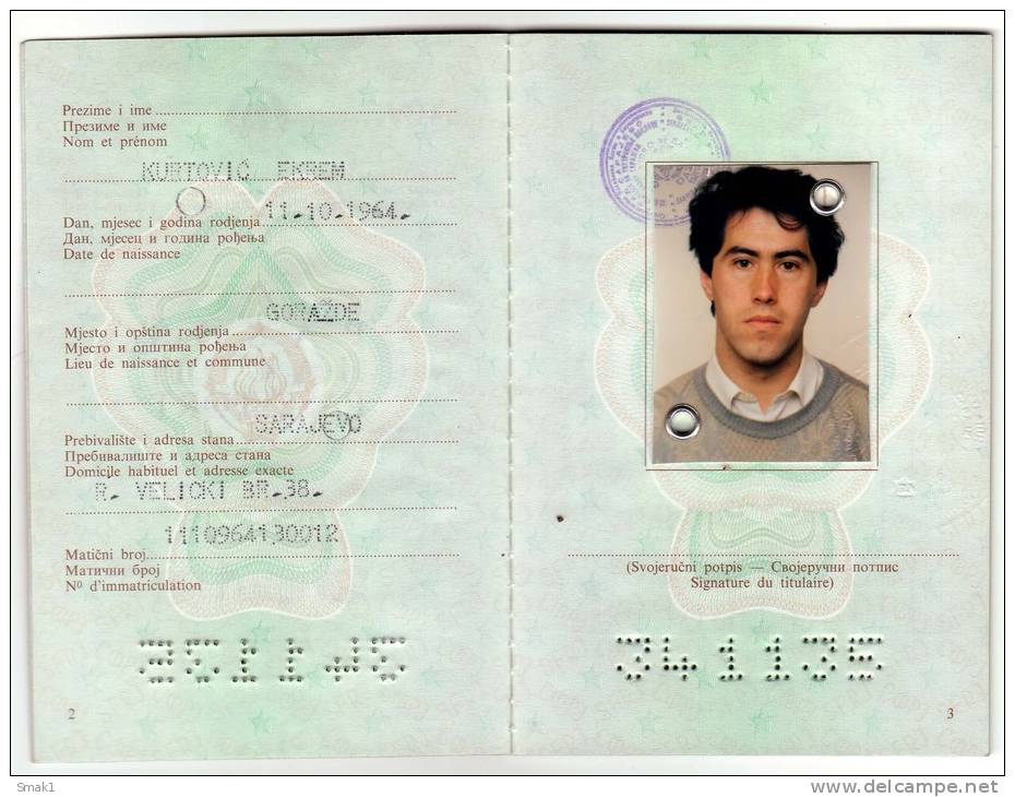 H PASSPORT SFRJ JUGOSLAVIA SARAJEVO BOSNIA  WORK VISA FOR IRAQ - Historical Documents