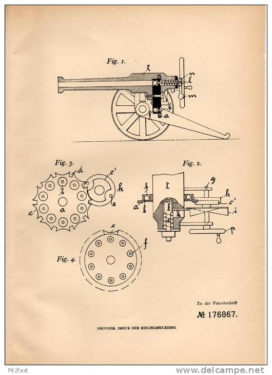 Original Patentschrift - Spielzeugkanone , Kanone , 1903 , F. Christen In Charlottenburg !!! - Antikspielzeug