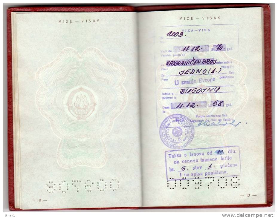 H PASSPORT SFRJ JUGOSLAVIA KUPRES BOSNIA  WORK VISA FOR LIBYA - Historical Documents