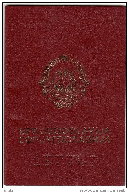 H PASSPORT SFRJ JUGOSLAVIA ZAGREB CROATIA - Historical Documents