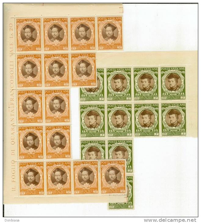 Vaticano, 1946: 4° Centenario Concilio Trento. Piccolo Accumulo In Bordo Di Foglio (80 Pezzi) NUOVI (S.Ignazio, Antonio, - Unused Stamps
