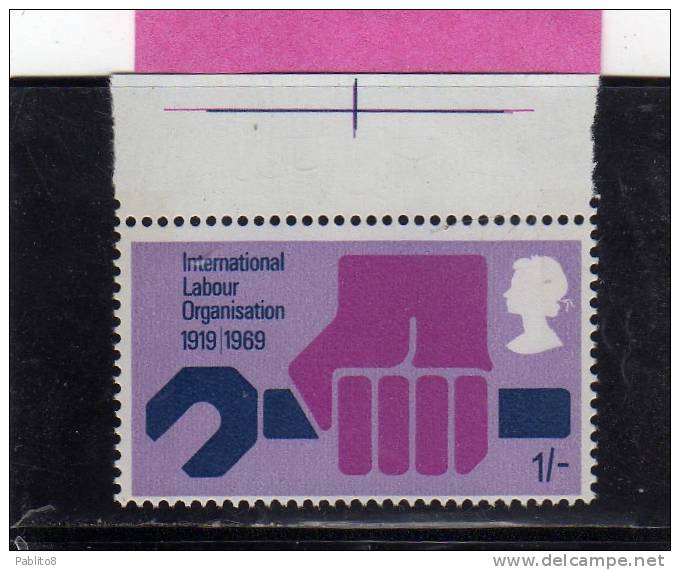 GREAT BRITAIN GRAN BRETAGNA 1969  50th ANNIVERSARY INTERNATIONAL LABOUR ORGANIZATION LAVORO OIL SHILLING 1sh MNH - Unused Stamps