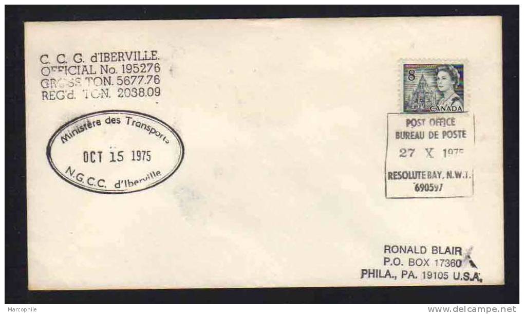 CANADA - RESOLUTE BAY - NWT - POSTE NAVALE  / 1975 OBLITERATION SUR LETTRE (ref 3273) - Storia Postale