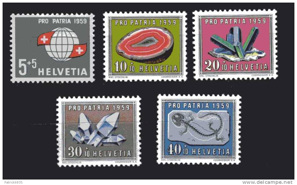 Svizzera ** - 1959 - Pro Patria. Globo. Minerali E Fossili.  Vedi Descrizione - Nuovi