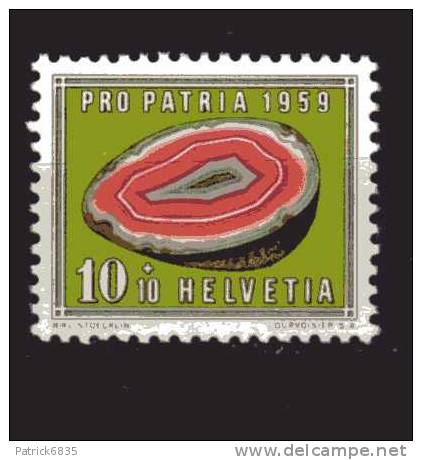 Svizzera ** - 1959 - Pro Patria.  Minerali E Fossili. Agata 10+10.  Vedi Descrizione - Nuovi