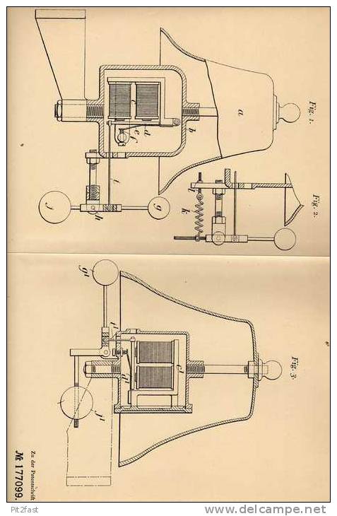 Original Patentschrift - M. Plato In London , 1904 , Glocke Mit Selbstunterbrechung !!! - Campane