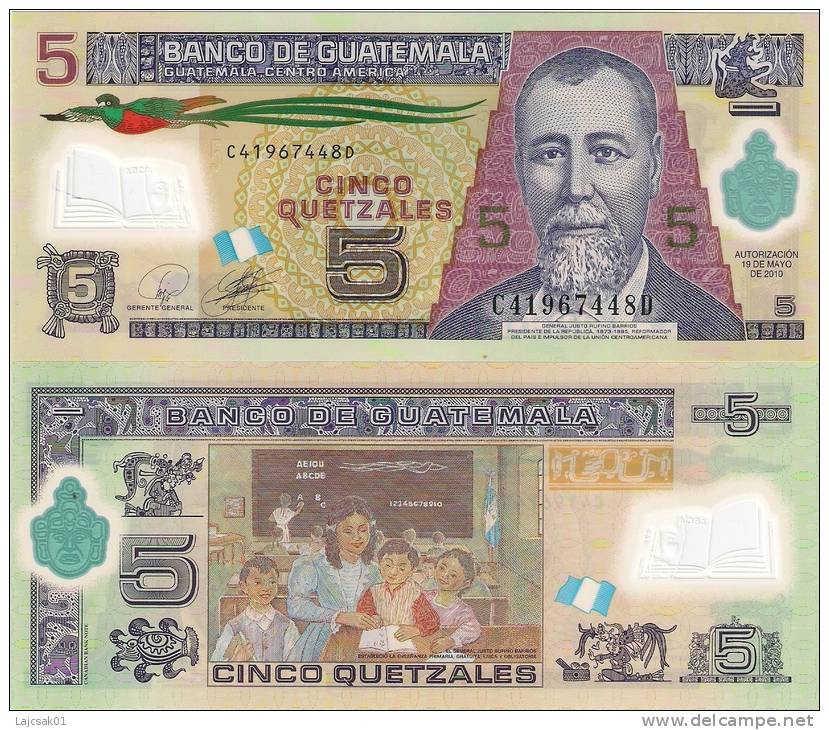 Guatemala 5 Quetzales 2010. UNC Polymer - Guatemala