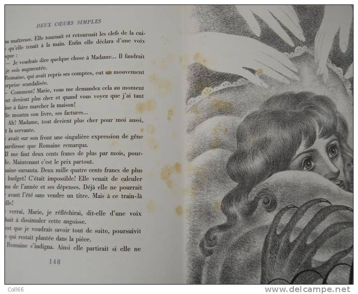 1947 Deux Coeurs simples par J. de Lacretelle  en feuilles in 4 evec emboitage 8 lithographies Valentine Hugo