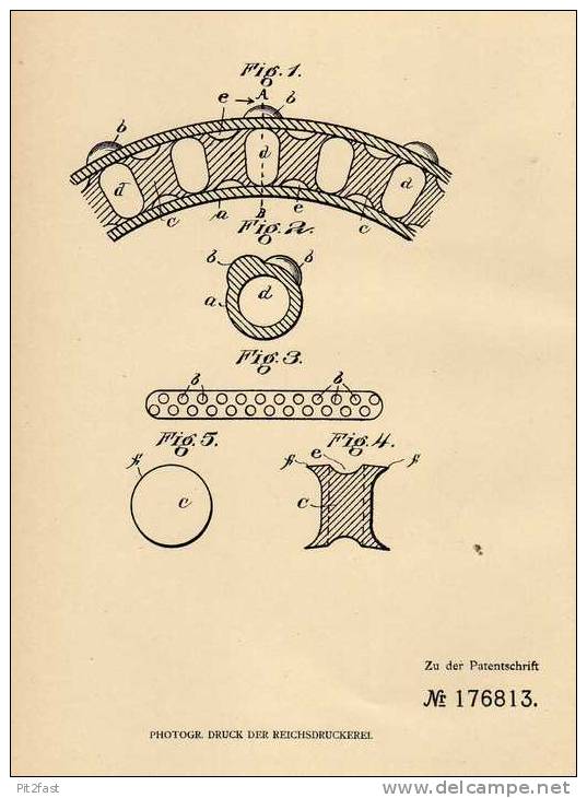 Original Patentschrift - C. Faitoute In Sumit , USA , 1905 , Elastischer Gummiradreifen , Reifen !!! - Historische Dokumente