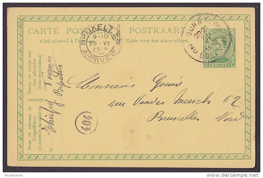 Belgien Postal Stationery Ganzsache Entier Postkart Deluxe DURNAT Doornijk 1919 To BRUXELLES Arrivée (2 Scans) - Postkarten 1909-1934