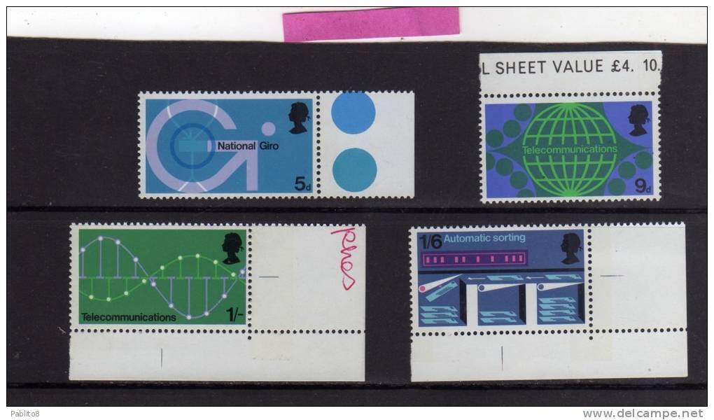 GREAT BRITAIN GRAN BRETAGNA 1969 POSTAL TECHNOLOGICAL DEVELOPMENTS TELECOMMUNICATIONS BRITISH POST OFFICE MNH - Unused Stamps