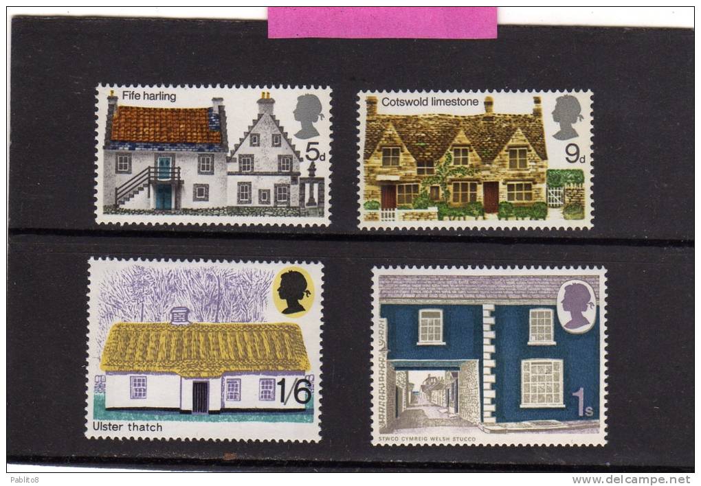 GREAT BRITAIN - GRAN BRETAGNA 1970 BRITISH ARCHITECTURE COTTAGES - ARCHITETTURA RURALE BRITANNICA MNH - Unused Stamps