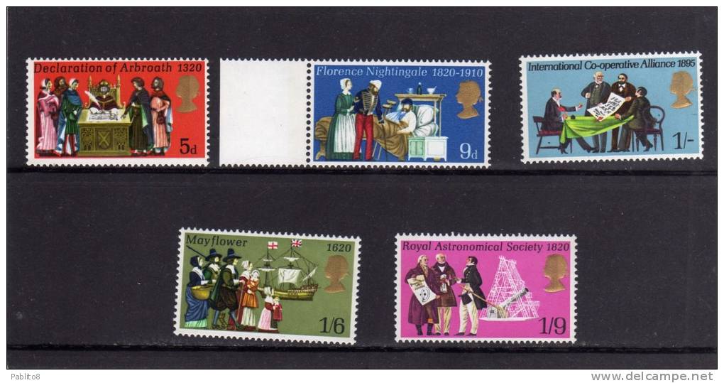 GREAT BRITAIN - GRAN BRETAGNA 1970 ANNIVERSARIES - ANNIVERSARI DIVERSI MNH - Unused Stamps