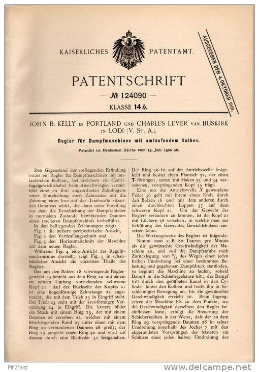 Original Patentschrift - C. Van Buskirk In Lodi Und Portland , 1900 , Regler Für Dampfmaschinen !!! - Máquinas