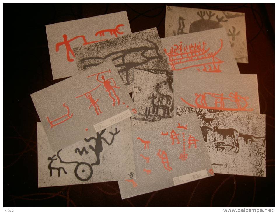 Lot Of 10 Cards: Rockcarvings - Felszeichnungen - Dessins Gravès Dans La Pierre   # 359 # - 5 - 99 Karten