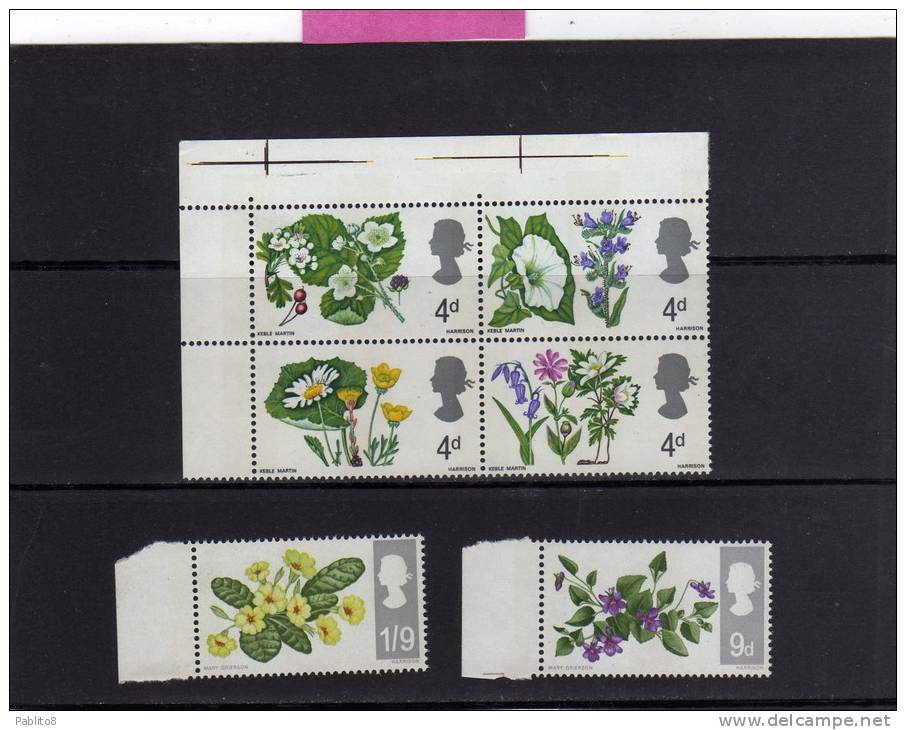 GREAT BRITAIN - GRAN BRETAGNA 1967 WILDFLOWERS FLOWERS FOLWER - FIORI DI CAMPO FIORE MNH - Unused Stamps