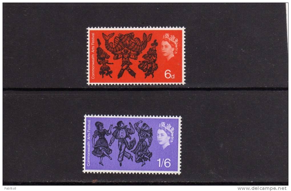 GREAT BRITAIN - GRAN BRETAGNA 1965 COMMONWEALTH ARTS ART FESTIVAL  FESTIVAL ARTISTICO ARTI COMPLETE SET SERIE MNH - Unused Stamps