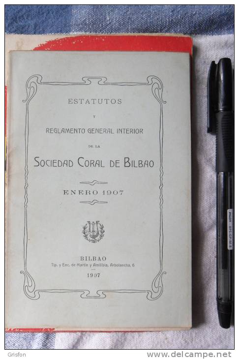 Estatutos Sociedad Coral De Bilbao 1907 - Andere & Zonder Classificatie