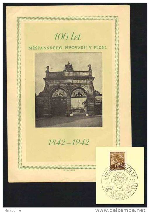 BIERE - BEER - BIER - III REICH  - BOHEME & MORAVIE / 1942 BRASSERIE PILSEN URQUELL 100e ANNIVERSAIRE (ref 3297) - Bières