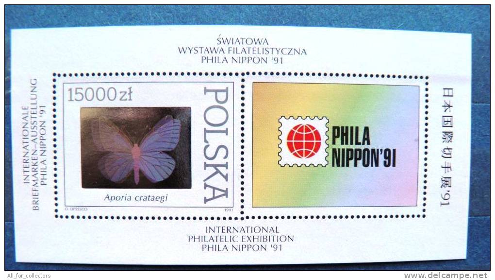 Hologram Stamp From Poland, Block S/s Butterfly, Phila Nipon '91 Japan Philatelic Exhibition, Mint - Hologramas