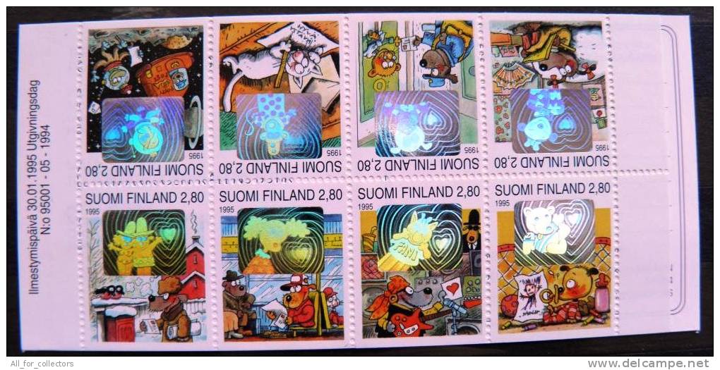 2 Scans, Hologram Stamp From Finland, Carnet Booklet Cartoon 30,01,1995 - Holograms